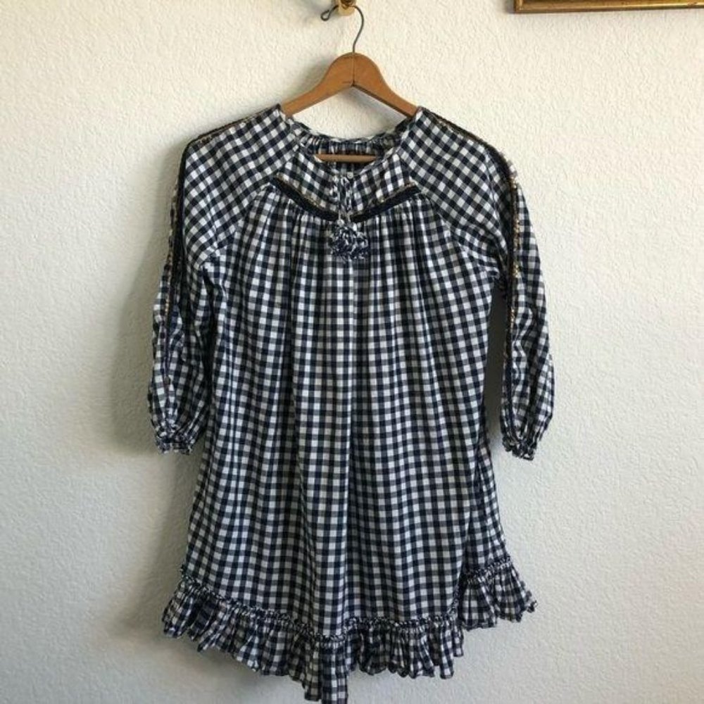Velveteen Frankie Gingham Boho Beaded Ruffle Dress